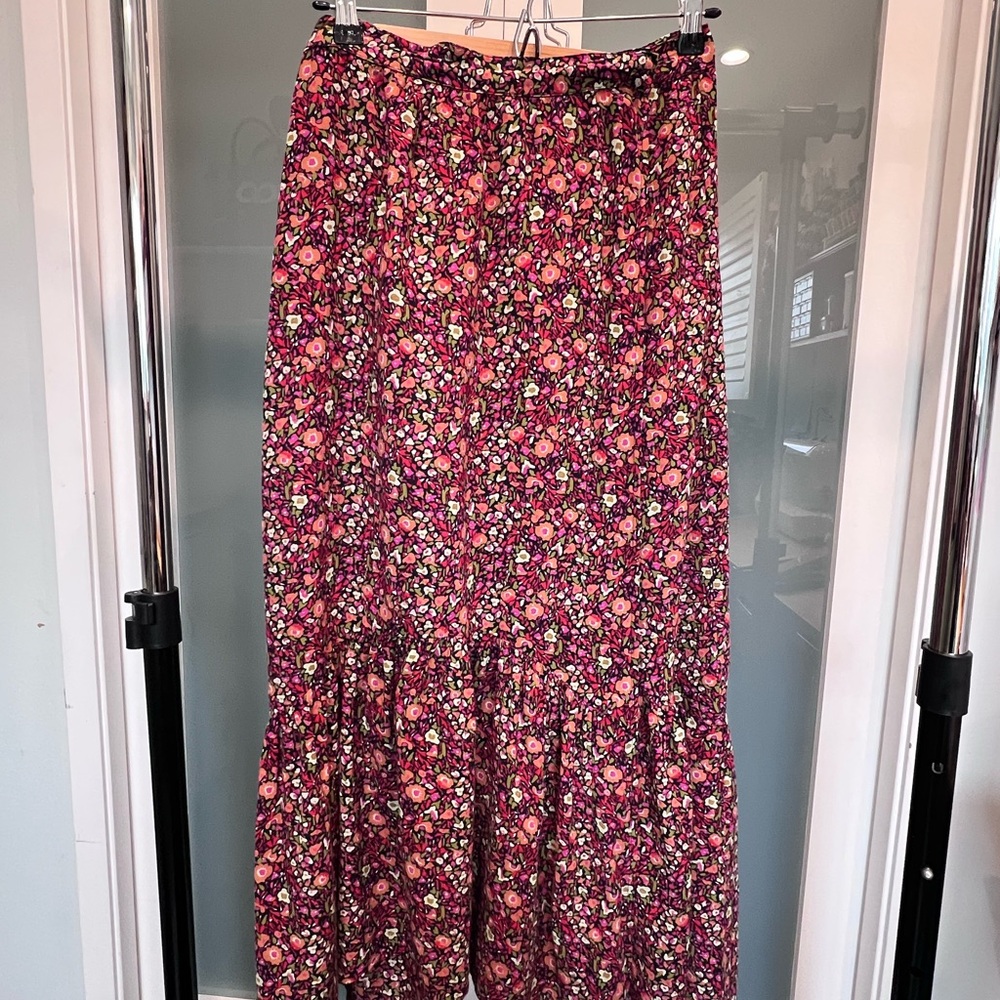 ba&sh Floral Maxi Skirt in Pink and Green